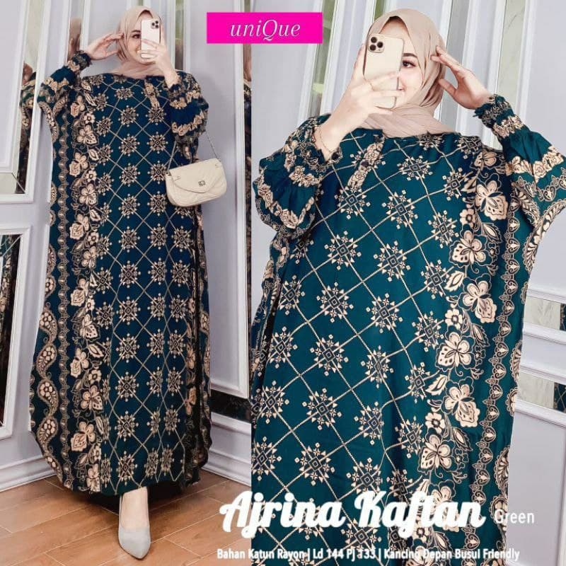 Ajrina Home Kaftan Wanita Jumbo Rayon Premium Gamis Kaftan Batik Modern Kekininan Bigsize LD 150 cm