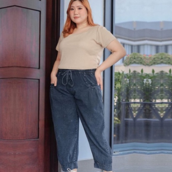 Celana Jumbo Denim Muat Bb 120kg Celana Wanita Big Size