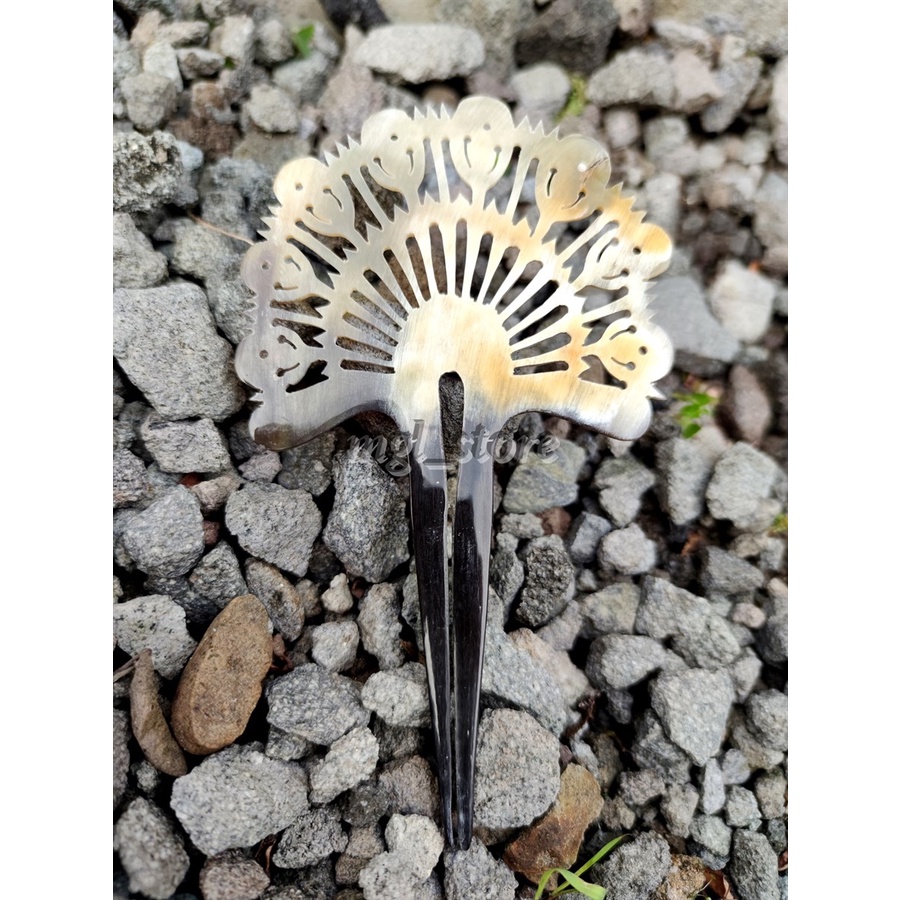 tusuk konde ukir bahan tanduk kerbau/aksesoris rambut/aksesoris wanita/kerjinan tanduk/