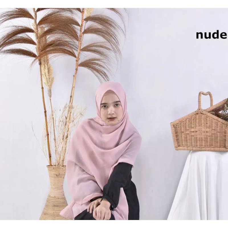 Pashmina Bella Bahan Pollycotton Premium Grade A Pasmina Pasminah Fasmina Murah-Nude