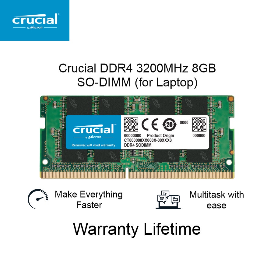 Crucial DDR4 3200 8GB Sodimm Ram Laptop DDR4 3200MHz 8GB PC4-25600