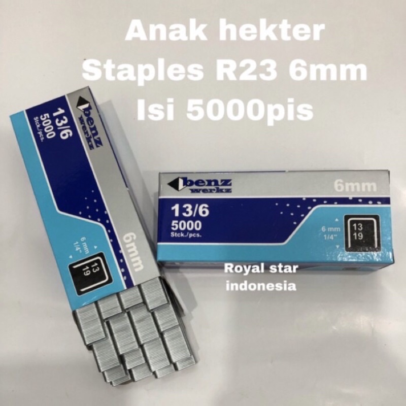 

BENZ 13/6 mm ( 5000pcs ) 6mm Anak hekter tembak R 23 Staples 6 mili R23 benz 5000pcs isi refill hekter tembak staples shoot fill gun tacker stapler 13/6 ( 13 / 6 mm ) 5.000pcs