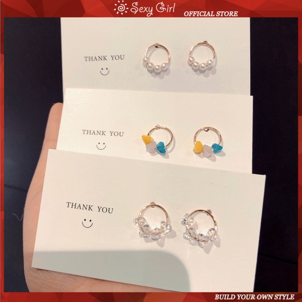 Anting Tusuk Gantung Bahan Sterling Silver 925 Desain Hatipermen Hias Kristal Gaya Korea Untuk Wanita