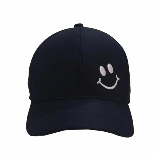 TERMURAH !! TOPI BASEBALL BORDIR SMILE / RECLUSIVE / GARIS TIGA RING LAKI PEREMPUAN-TOPI SMILE HITAM