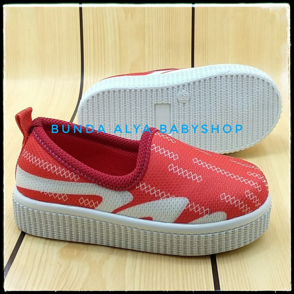 Sepatu Anak Laki Laki Usia 1 2 3 4 5 6 7 Tahun Size 22 - 34 MERAH - Sepatu Anak Slip On Alas Karet Anti Licin