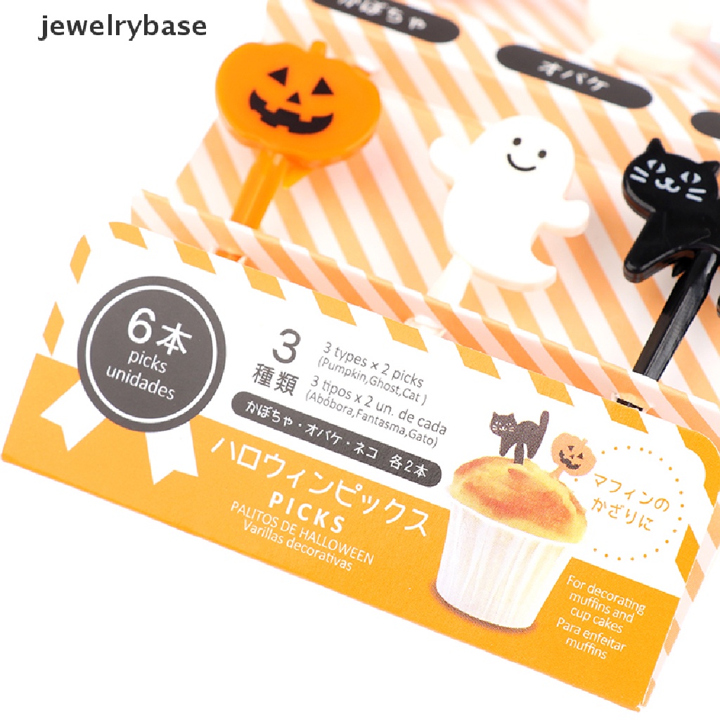 6 Pcs Tusuk Gigi Mini Desain Kartun Halloween Untuk Makanan Ringan Buah Kue Dessert