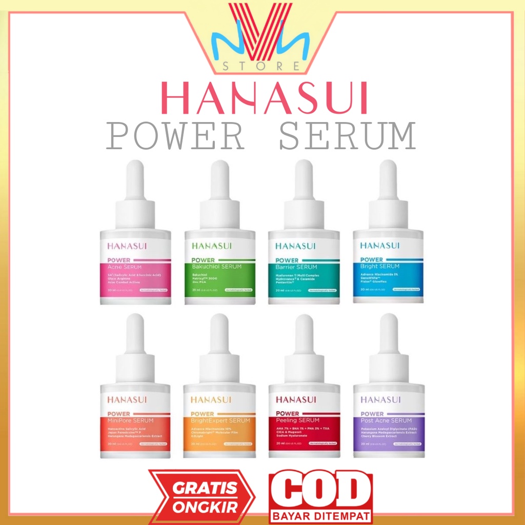 HANASUI POWER SERUM ALL VARIAN - POWER SERUM HANASUI - ACNE BAKUCHIOL BARRIER BRIGHT EXPERT MINI PORE PEELING POST ACNE - SERUM WAJAH - SERUM MUKA HANASUI MURAH