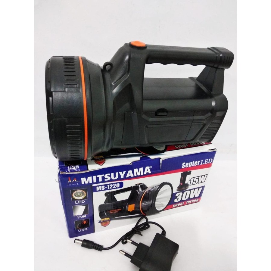 LAMPU EMERGENCY MITSUYAMA MS 1220 PLUS SENTER TANGAN 30 WATT LED 18650 alat penerangan mati lampu cahaya camping