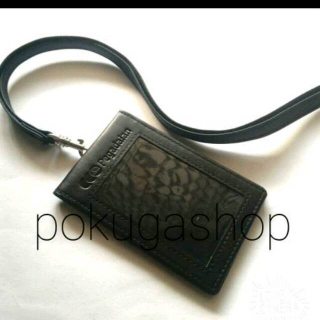 

Nametag kulit asli logo pegadaian plus tali /name tag kulit pegadaian /id card holder kulit