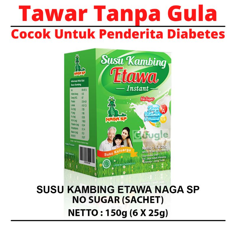 

Susu Kambing Etawa NAGA SP Sachet TANPA GULA [150gr]