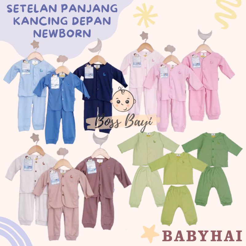 BABY HAI Setelan Panjang Bayi Newborn Warna Polos