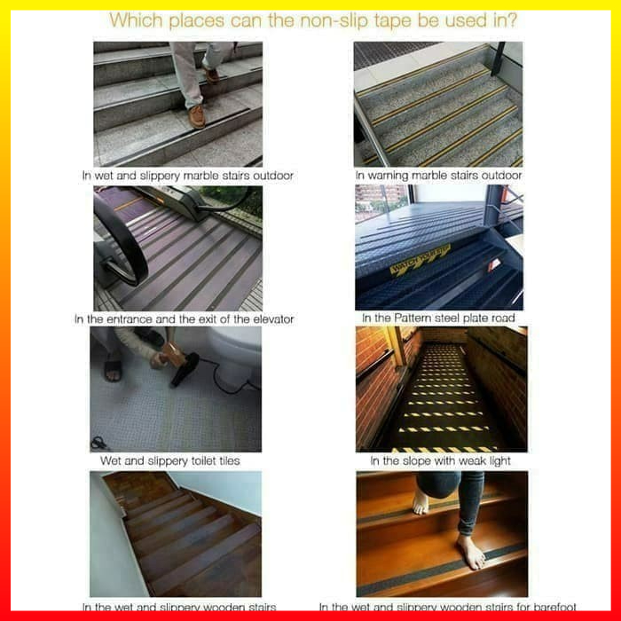 Lakban Peringatan Tape Safety Grip Anti Slip Permukaan Pasir Silika Strong Traction Lem Adhesive Satu Sisi - 7RHZANBK