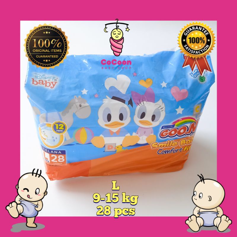 Popok Bayi Tipe Celana Goon Goo.N Smile Baby Comfort Fit Pants L28 L 28