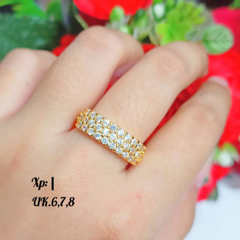 Cincin Dewasa permata zircon motif elegan Gold&amp;Silver,tidak karat *COD*