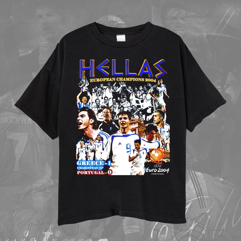 YUNANI Champions Eropa 2004 T-shirt/Kaos Bola YUNANI Hellas Greece Unisex