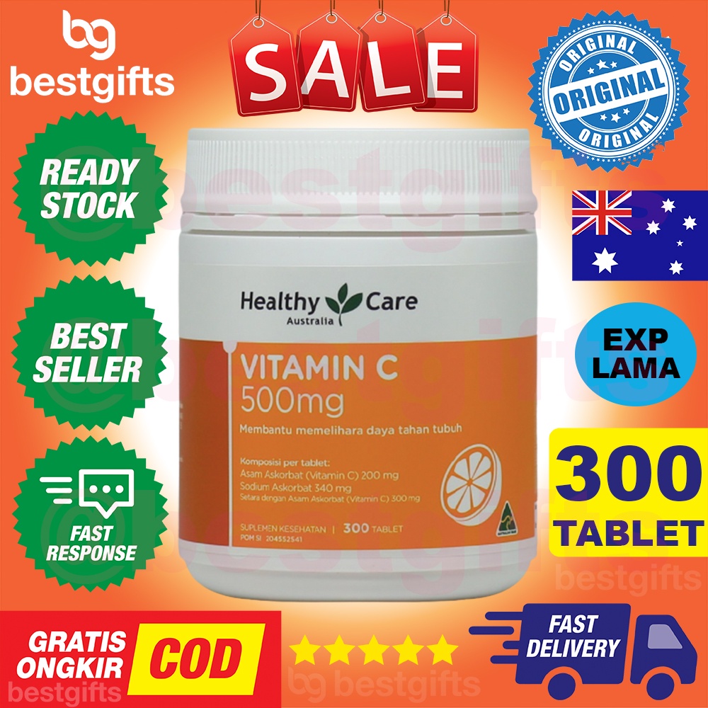 HEALTHY CARE AUSTRALIA VITAMIN C 500 MG DAYA TAHAN TUBUH ANTIOKSIDAN COLLAGEN KOLAGEN 300 TABLET