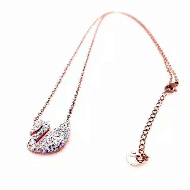 GG Kalung Swan Mix Swaroski Titanium #KL-109C