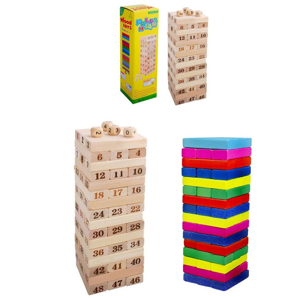  LOGU Mainan  premium jenga uno  bricks uno  stacko jenga 