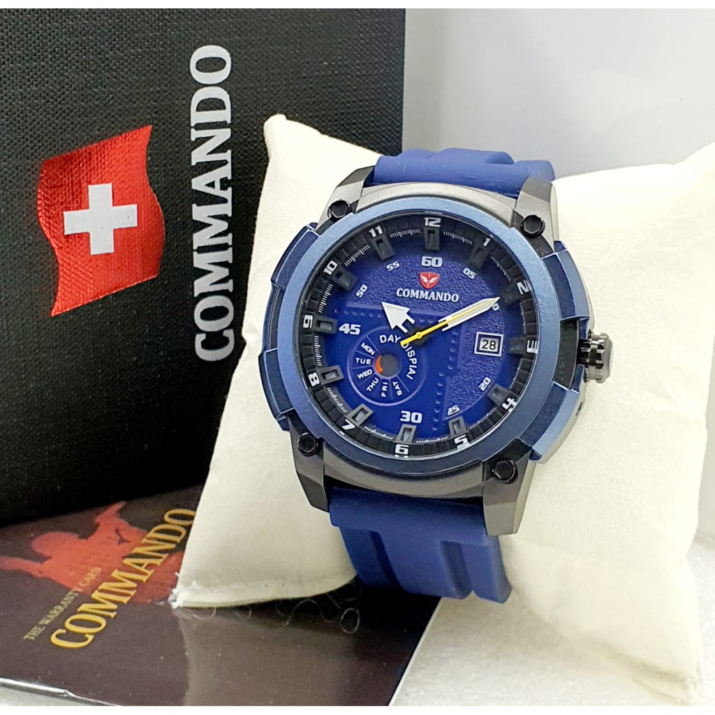 JAM TANGAN PRIA / COWOK COMMANDO 7004 CHRONOGRAPH RUBBER ORIGINAL