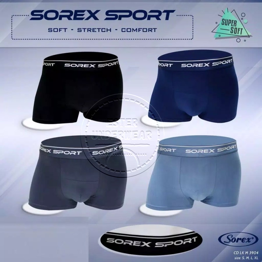 Celana Dalam Pria Model Boxer Lembut Super Soft Sorex 3904 Isi 2 Pcs