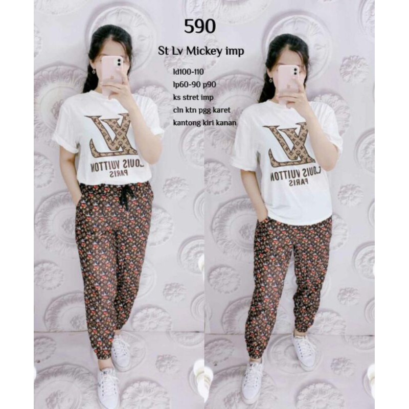 SETELAN KAOS+CELANA WANITA IMPORT PREMIUM LV 590