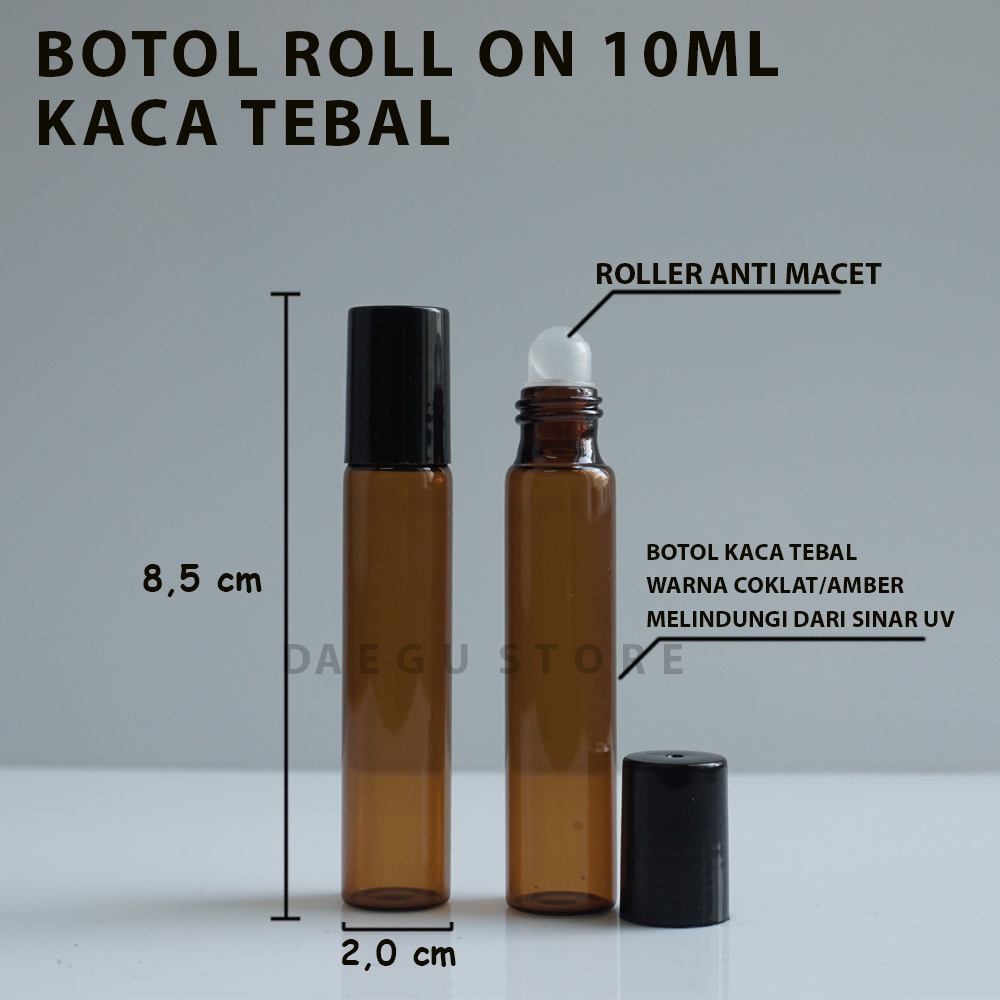 Botol Roll On 10ml Kaca Amber - Bahan Kaca Tebal