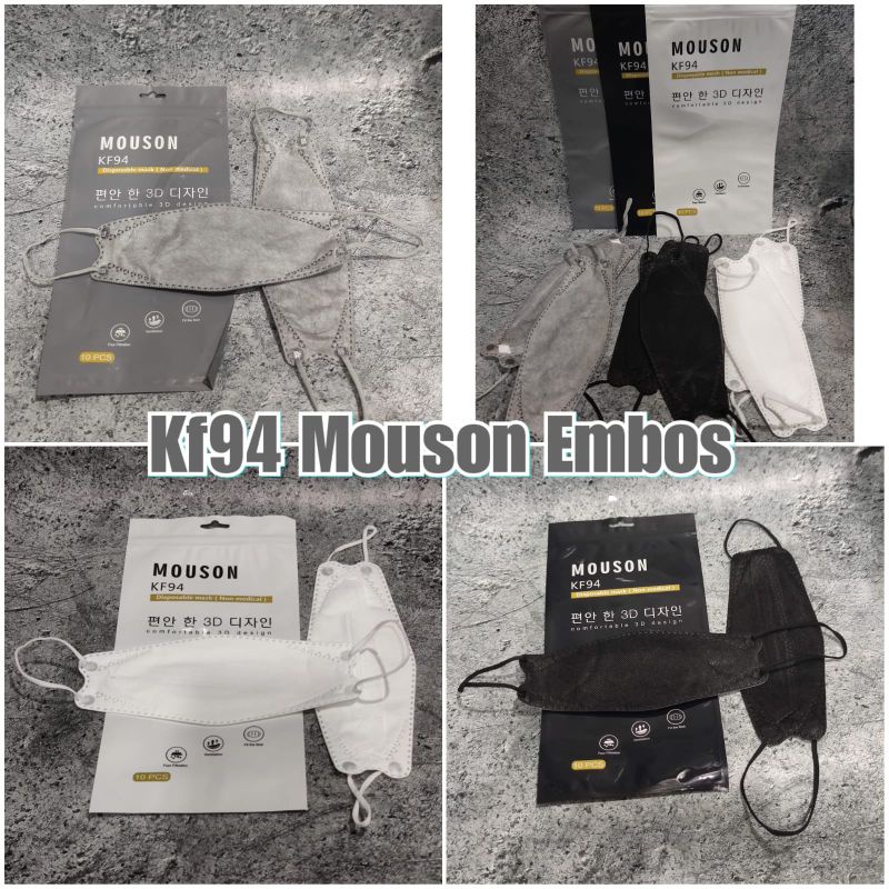 Ready stok kf94 premium berembos mouson isi 10 lbr. white black grey