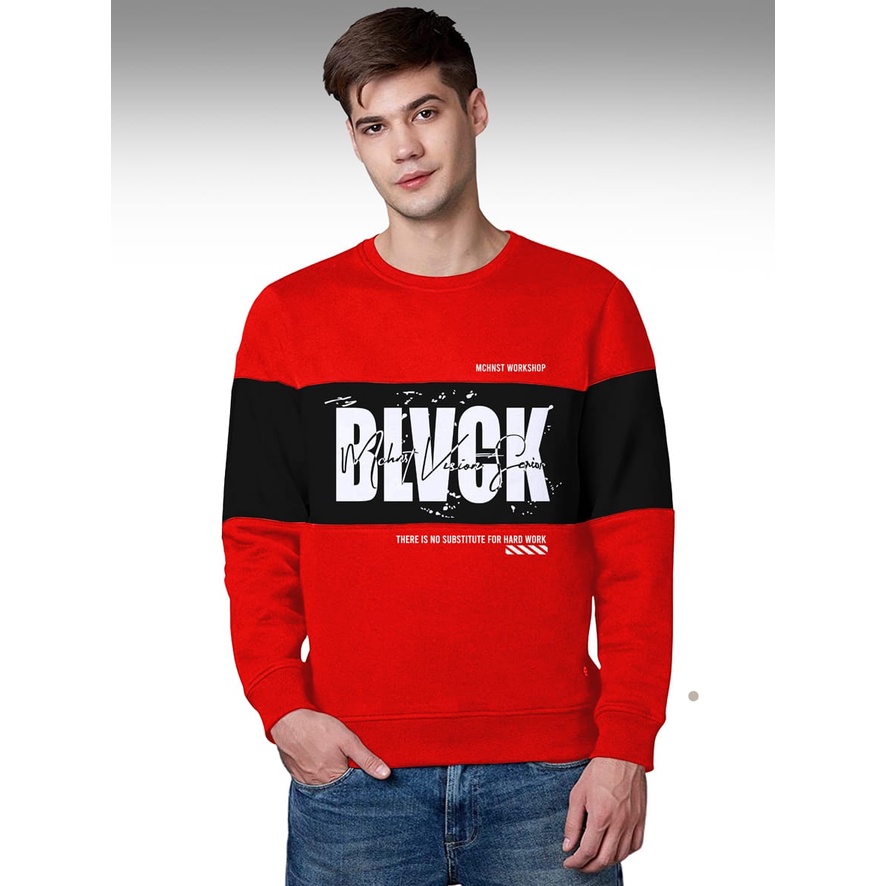 Sweater Kombinasi BLVCK | Switer Pria | Sweter Diskon | Baju Kaos Distro | Baju Lengan Panjang | Kaos Murah