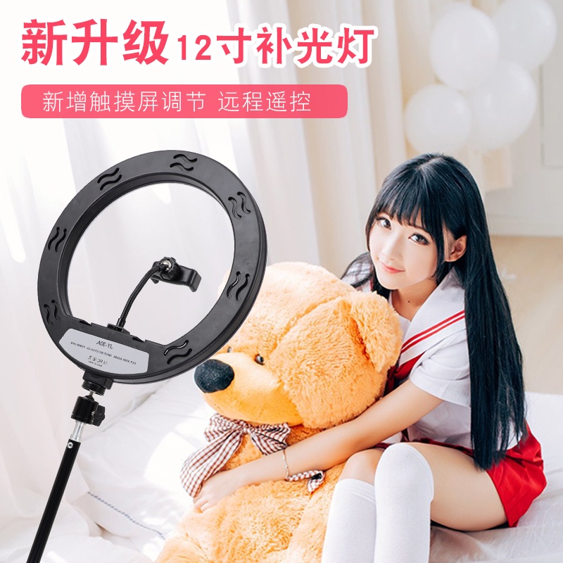 TaffSTUDIO Lampu Halo Ring Light LED Kamera 12 Inch with Smartphone Holder - JY-30B - White