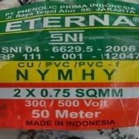 kabel eterna nymhy 2x0.75 2x0,75 serabut roll 50meter 50m sni PUTIH WHITE