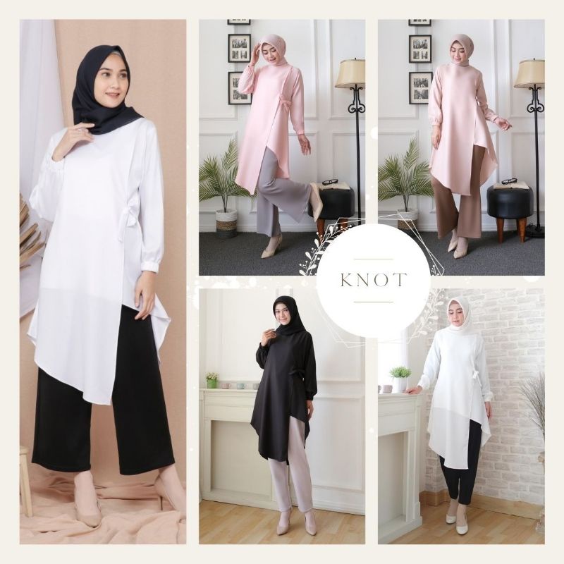 TUNIC BLACK WHITE LOPY Baju Atasan Wanita Tunik Putih Rose Beige &amp; Hitam Cantik Realpict