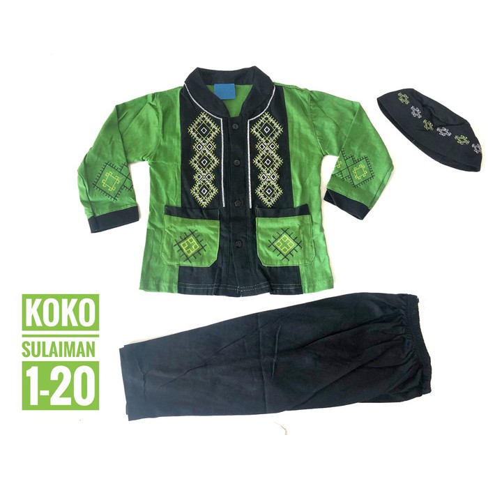 Size Xl 5-6 Tahun Baju Koko Anak Laki-Laki Al Fatih Katun Kom KW375 Grosir 3-5Thn Setelan Baju Lebar