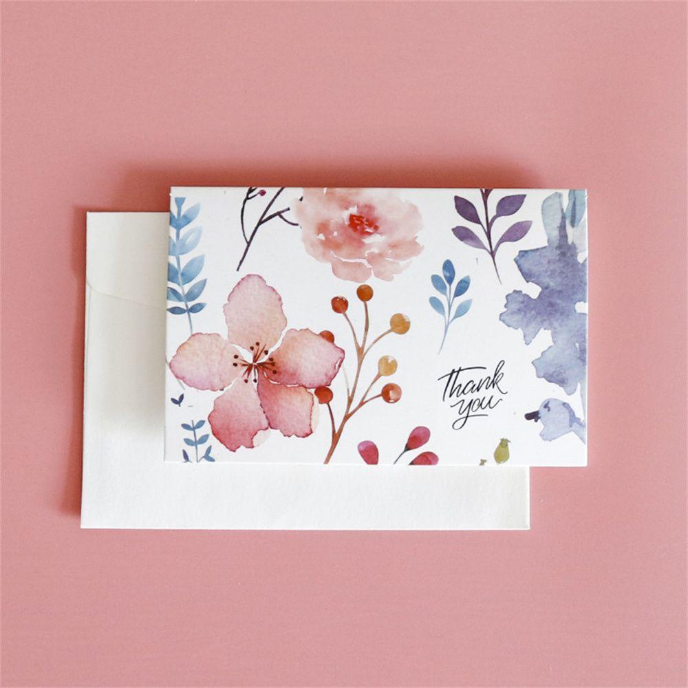 R-flower 6set Kartu Ucapan Terima Kasih DIY Lipat Stiker Amplop Flower Message Postcard