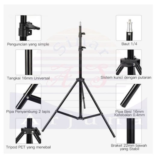 Tripod Kamera Portable Light Stand 3 Section for Photo Studio Tools