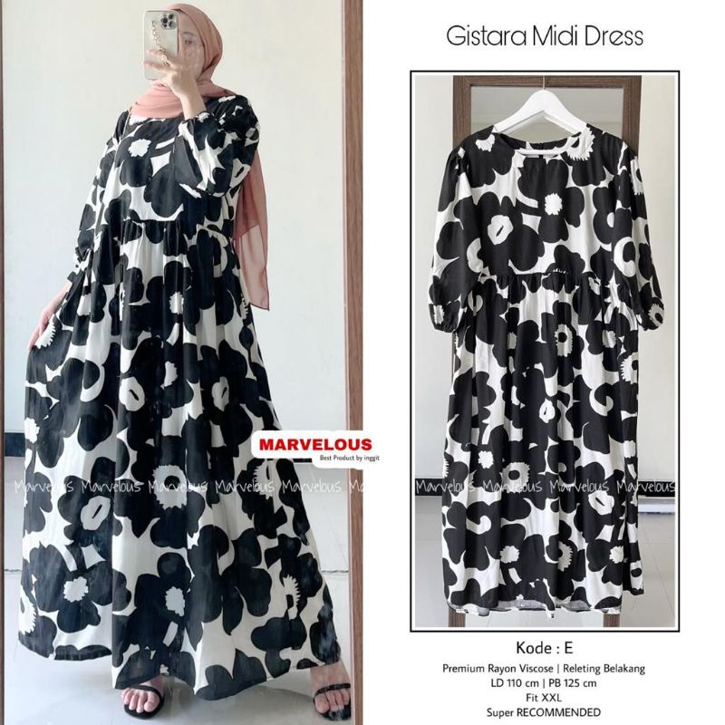 GISTARA MIDI DRESS BY MARVELOUS (DRESS MUSLIMAH) Midi dress premium rekomended