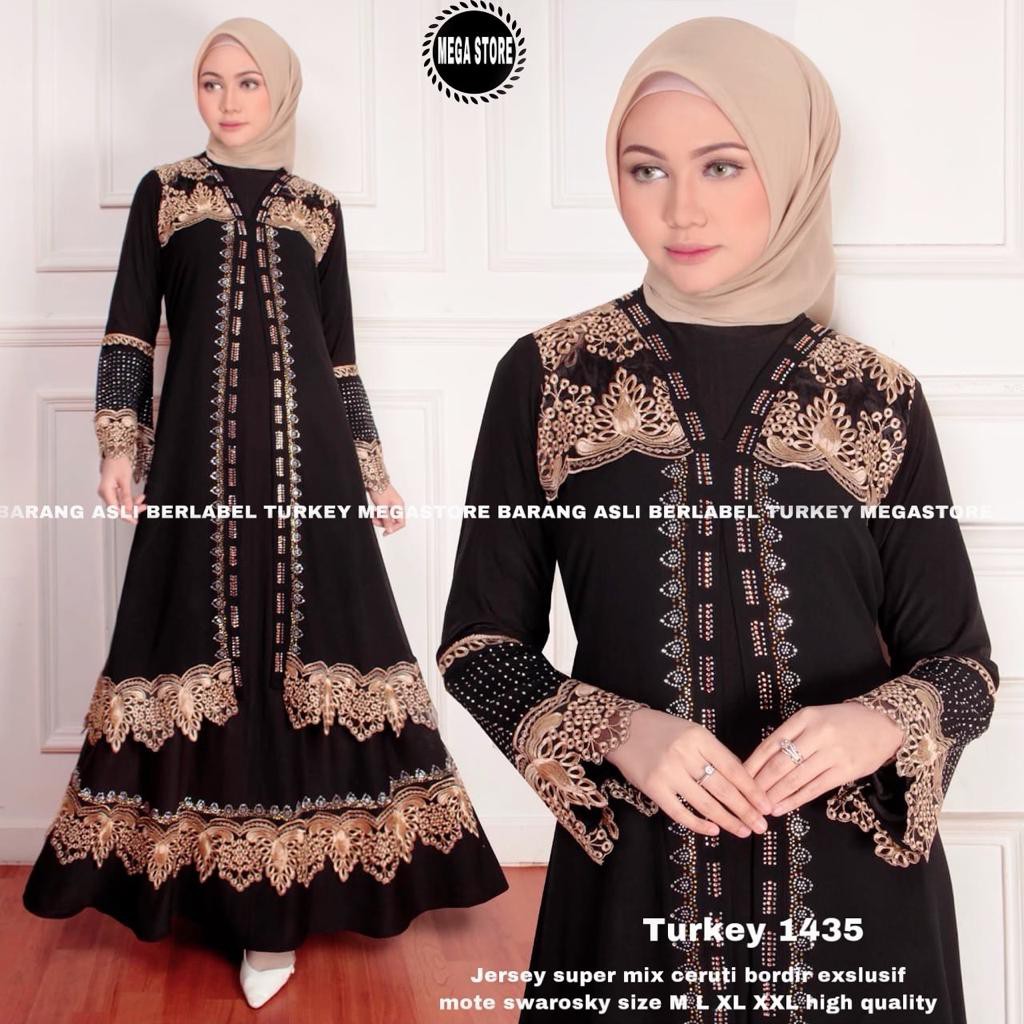 Abaya Turkey 1435 hitam bordir//turki saudi// Abaya ORI/Abaya Hitam PREMIUM
