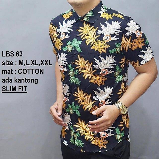 KEMEJA SLIM FIT PRIA BATIK SLIMFIT REAL PICT ORIGINAL MERK LUIGI BATANI LBS63