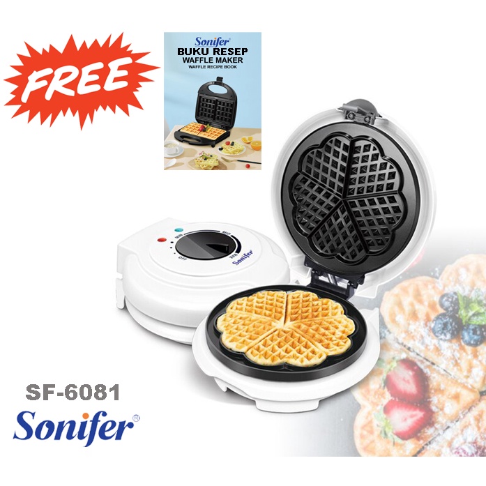 SONIFER Flower Waffle Maker Croffle Maker bentuk Love (+) FREE BUKU RESEP