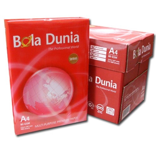 

Bola Dunia Kertas 1 RIM 500Lbr HVS A4 80 gsm 210 x 297 mm