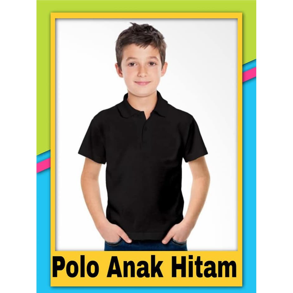 Kaos KERAH anak HITAM lengan pendek - Polo polos anak ALLSIZE -  winstar polos - KAOS KERAH ANAK  - 