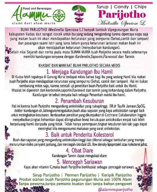 Jual Sirup Parijoto 350 Ml & Buah Parijotho Khas Sunan Muria Promil Penyubur Kandungan Indonesia|Shopee Indonesia