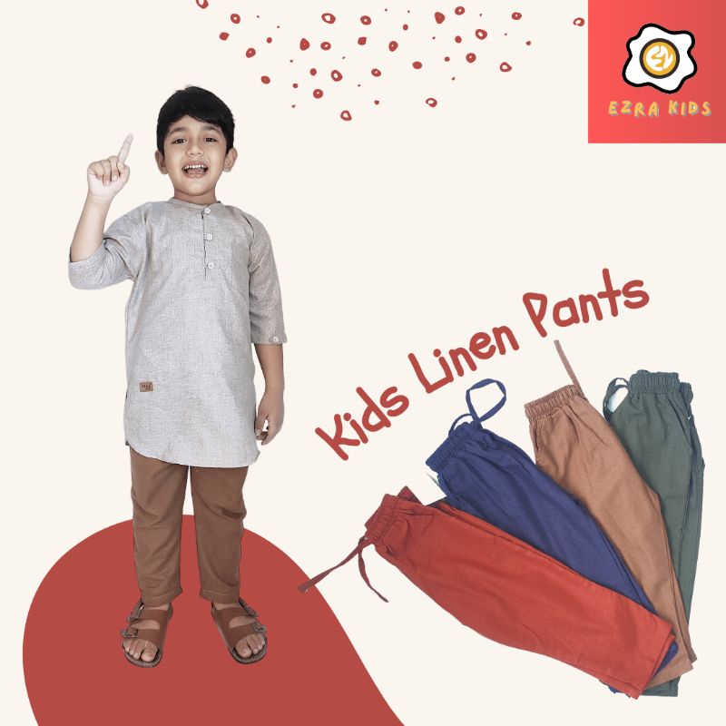 Celana Sirwal Anak laki laki Panjang bahan Katun Linen Bangkok Ezra kids 1-10 tahun