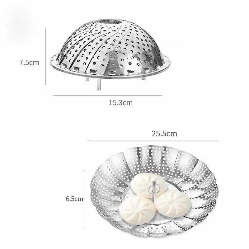 alat Pengukus / Kukusan Stainless Flexible (15 to 25cm)/ Steamer Alat Kukus Serbaguna Bahan stainless steel [PADMA]