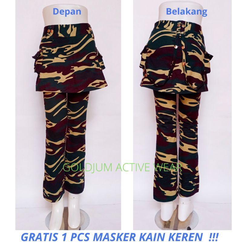 (PROMO SPESIAL+COD) Celana Senam Rok Kantong Loreng Variasi Rantai  / Celana Senam Wanita