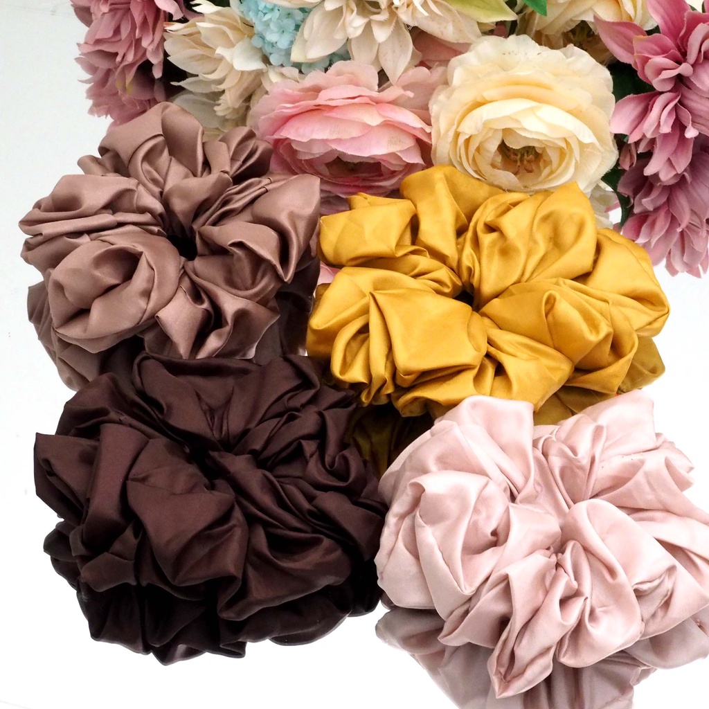 Scrunchie Cepol Jumbo BAHAN SATIN Inner Kuncir Hijab Ikat Rambut Ukuran Besar