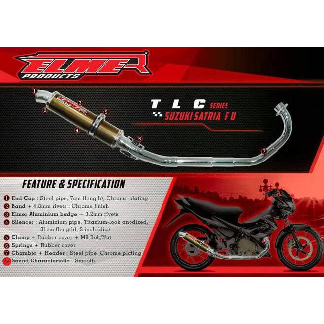 knalpot ELMER TLC dan Black fosfor satria FU, new MX, blade, athletw