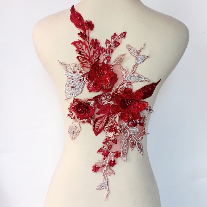 Lace Bordir Bunga 3D/Bordir Tempel/Aplikasi Bordir 043