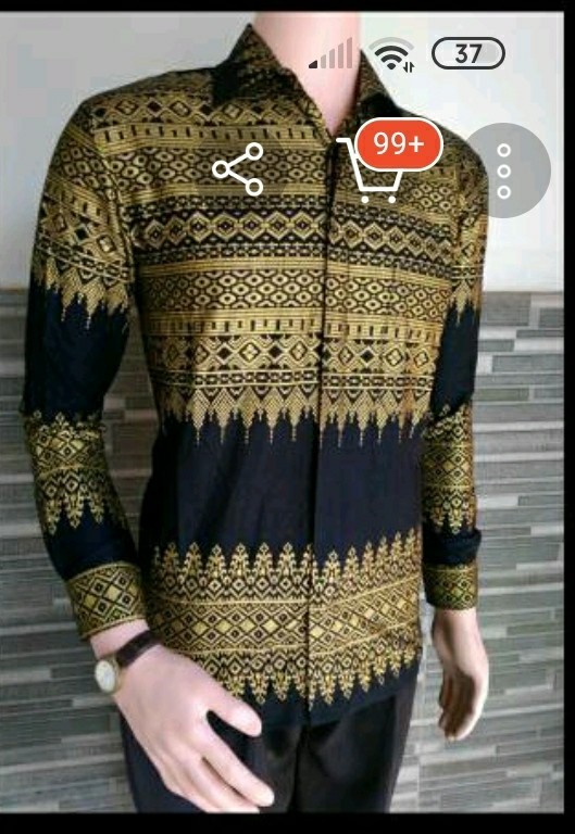 Kemeja Batik Pria Motif Songket Asli Prada Silver Golden Batik M L Xl Xxl Seragam Grosir