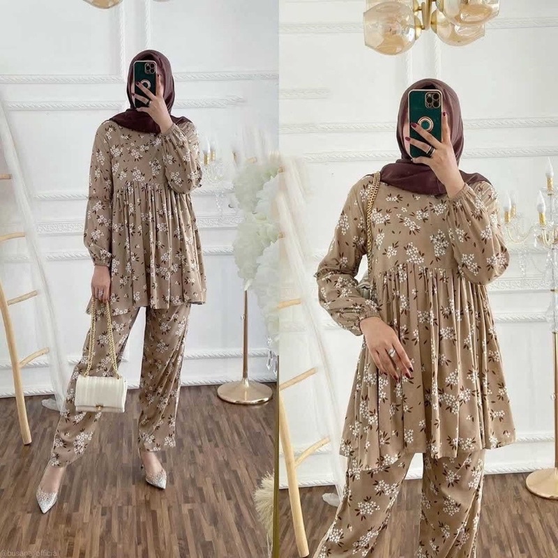 ONE SET RAYON PREMIUM / SETELAN RAYON DAILY ONE SET BAJU SETELAN WANITA-JODIE ONESET MOKA