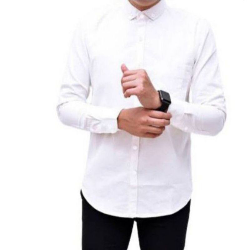 KEMEJA PUTIH POLOS, KEMEJA POLOS PUTIH, KEMEJA PRIA, KEMEJA PANJANG PRIA